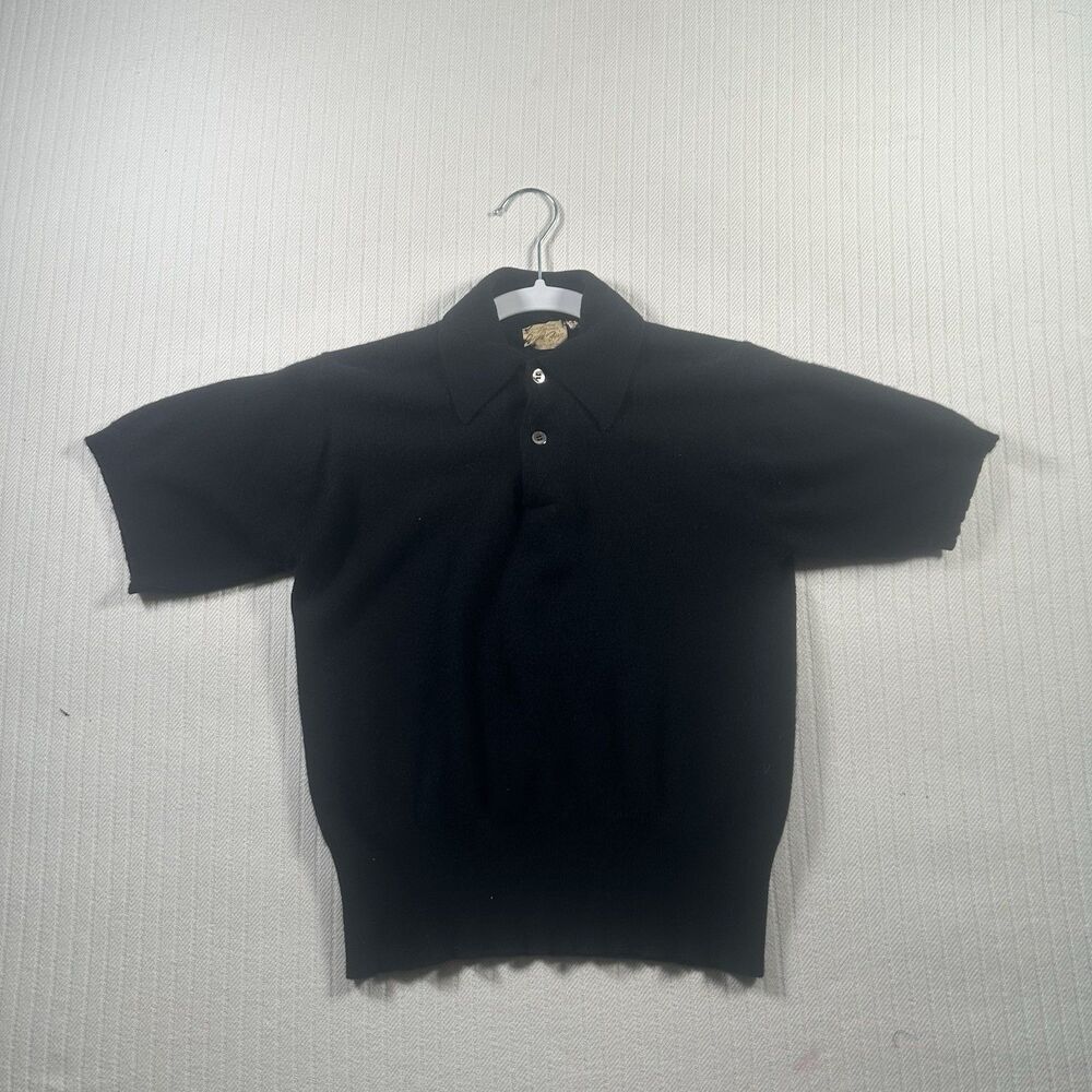 Vintage Grand Prix 100% Cashmere Women’s Small Black Short Sleeve Polo Sweater